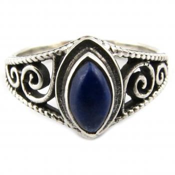 Silver “Celestia” Lapis Lazuli Ring – 11×7 mm, 54‑Shade Blue