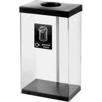 80L Clear Plastic Recycle Box with Tag, Black Lid