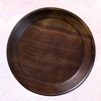 Japanese-style Round Wooden Fruit Plate