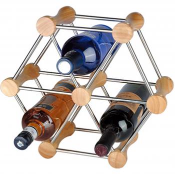 RTA 6‑Bottle Hexagonal Wine Rack in Natural Pine