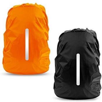 Reflexstreifen‑Rucksack‑Schutzhülle LAMA – 2‑teiliger Set – 56–70 l – Schwarz/Orange