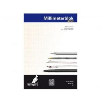 Kangaro Millimeterpapier-Block, A4, 80 g/m², 25 Blatt