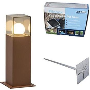 Rust Brown QAZQA 30cm Outdoor Lamp with Ground Pin & Cable Gland (Denmark)