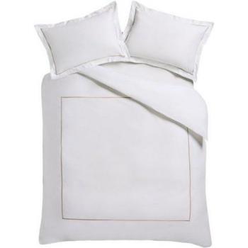 Luxury 600‑Thread Ivory & Toffee Duvet Cover + Pillowcase – Baretta Luxe