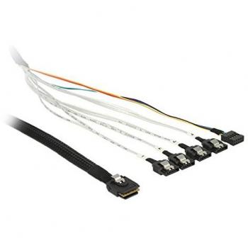 DELOCK Mini‑SAS‑Verbindungskabel SFF‑8087 4x SATA 7‑Pin, 0,5 m Metall