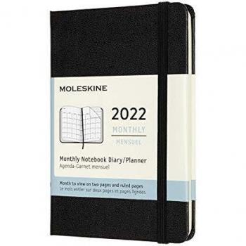 Moleskine 2022 12-Month Monthly Pocket Hardcover Notebook: Black