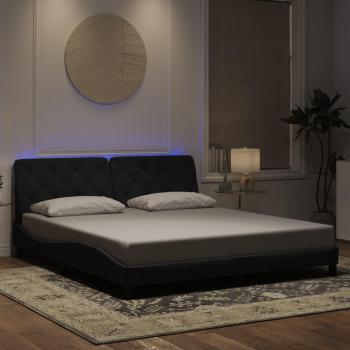 VidaXL Black Velvet Bed Frame with LED 183x203 cm King