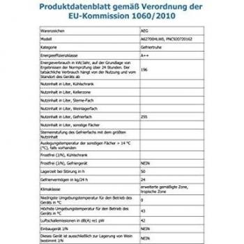 Baúl Refrigerador AEG 27 Kg/24h 255 L