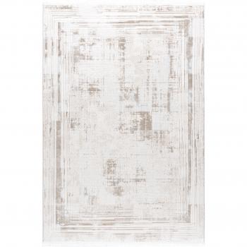 SEHRAZAT Diamond 7830 Teppich – Beige‑Creme, 160 × 230 cm, Kurzflor, Glanz, Fransen