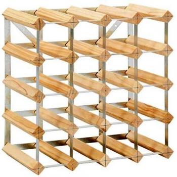 Adara 20-Bottle Wine Rack Solid Pinewood with Wall Fixtures