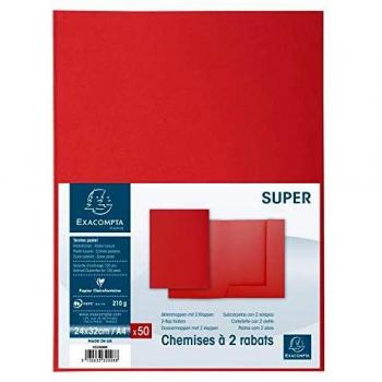 Exacompta Aktendeckel SUPER 250, 210 g/m², rot, DIN A4, 50er Pack