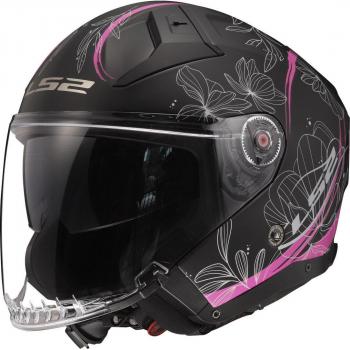 Schwarz‑Pink Lotus Jethelm LS2 OF603 Infinity II – 3XL Herren
