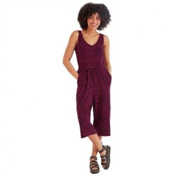 Emmie Dark Blue Viscose Jumpsuit with Magenta Stars