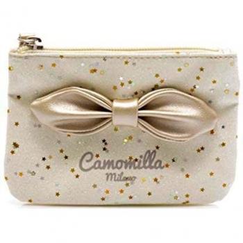 Trousse Plate Camomille en Métal Beige Floral