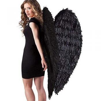 Ali Notturne in Piuma Nera 120×120 cm – Accessorio per Carnevale e Halloween