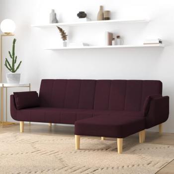 VidaXL Violett 2-Sitzer Schlafsofa mit Hocker und zwei Kissen