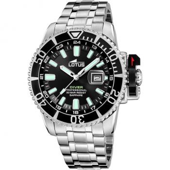Lotus Men's Black Dial Diving Watch