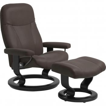 Stressless® Garda Relaxsessel – Set aus Leder BATICK (braun), Größe L, mit Hocker & Classic Base