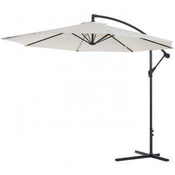 Outsunny 3m Cantilever Parasol Banana Umbrella w/ Crank & Tilt, Beige