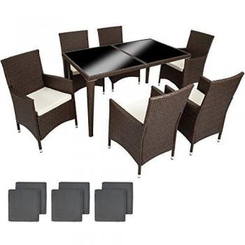 Conjunto de sillas de ratán y aluminio TecTake 6+1 con cubierta impermeable