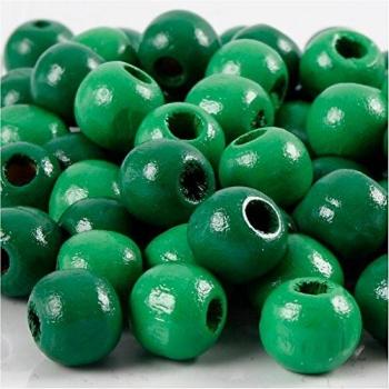 Perles en bois vert 10 mm diamètre intérieur 3 mm