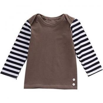 Toddler Brown T-shirt with Black and White Stripes (3-18 Months)