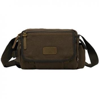 SAIERLONG Urban Brown Canvas Mens Messenger Briefcase