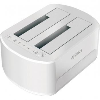 Aisens ASDS-D02W Estación de Docking Doble Bahía para Discos Duros SATA 2.5/3.5 con Función Clone, Conexión USB 3.0/3.1 Gen