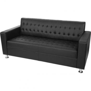 3er Couch Pori, Loungesofa, Kunstleder, 180cm ~ schwarz