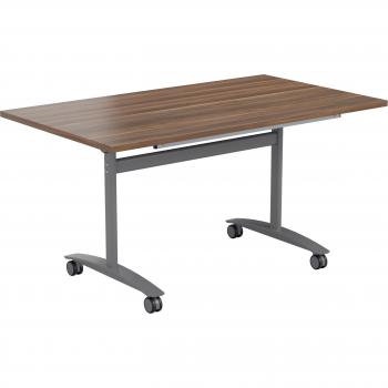 Allegro Table 1400x700 Dark Walnut Top Silver Legs
