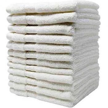 TRIDENT Collection Blanche, 100% Coton égyptien, très Absorbant, Serviettes de Bain, Super Doux, Ensemble de 12 Serviettes pour Le Visage, 650 GSM