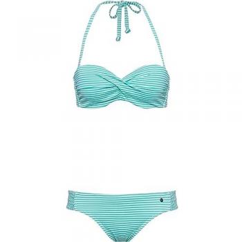 S.OLIVER Bügel-Bandeau-Bikini Damen Mint-Weiß Gr. 42 Cup B