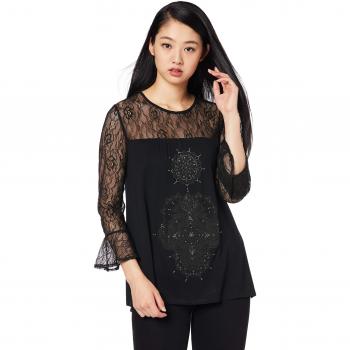 Desigual Klassische schwarze Damenbluse – Größe L