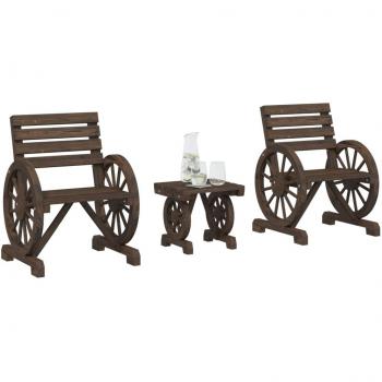 VidaXL 3 Piece Patio Lounge Set Solid Wood Fir