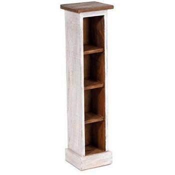 DESIGN DELIGHTS RUSTIKALES Holz CD Regal CD Tower | Mahagoni Massivholz, 76x15,5x16cm