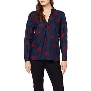 Seidensticker Damen Schlupfbluse Langarm modern fit, Blumendruck, Blau