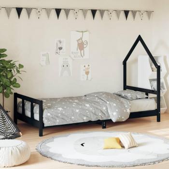 Cadre de lit Prolenta Premium, finition noire, bois de pin massif – 90x190 cm