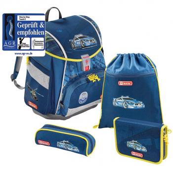 Polizei Touch 2 Schulranzen‑Kombi: 4‑teiliges Reflektorsystem für Jungen, 21 l