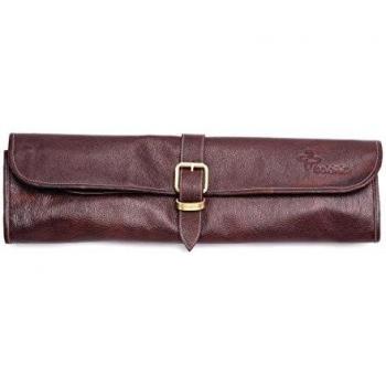 Boldric Brown Leather Knife Case, 8 Slots, One Buckle Design