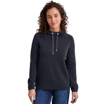 CECIL Langarmshirt aus weichem Materialmix – Funnelneck-Design