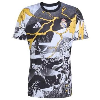 Bold Gold & Black Real Madrid X Marvel Pre‑Match T‑Shirt – Adidas