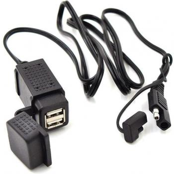 Adaptador USB para Motocicleta, Cargador Doble Impermeable 12-24V 3.1A para GPS y Smartphones