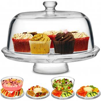 Glass Cake Dome with Built‑In Punch Bowl