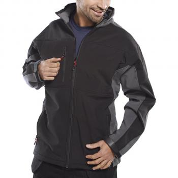 Beeswift Two Tone Soft Shell Jacket Black Grey 4XL