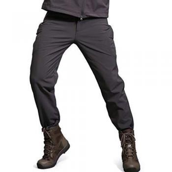 Freiesoldaten Homme Polaire Softshell Doublé Imperméable Pantalon Randonnée Ski Hiver Chaud Pantalon Noir