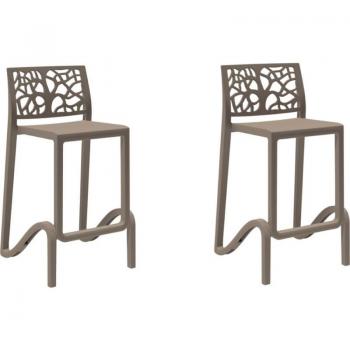 Sgabello da Bar 65cm Schienale Tetti Tortora Set Duo
