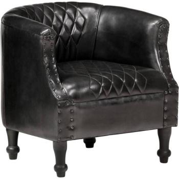Fauteuil noir en cuir véritable vidaXL