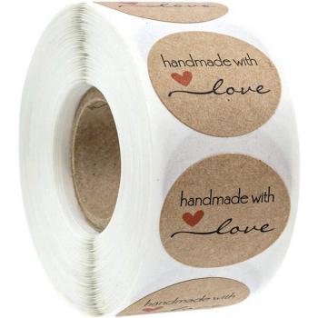 500pcs 1 Inch Round Thank You Stickers Handmade with Love