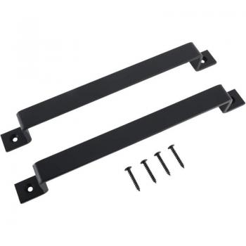 Maniglie porta garage acciaio, 2 pezzi, 30 cm, color nero – con viti incluse