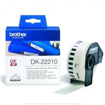 Brother DK22210 Label Roll Tape 29mm Wide Black on White Ref